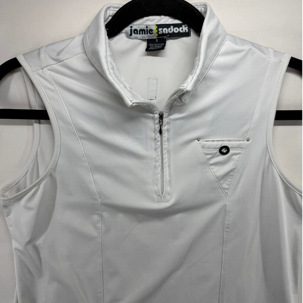 Jamie Sadock White Sleeveless 1/4 Zip Golf Top with Stud Accents - Small
